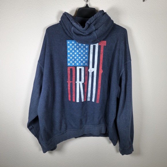 Ariat Men's Navy Blue Hoodie Sweatshirt American Flag Graphic X-Large - Picture 5 of 7